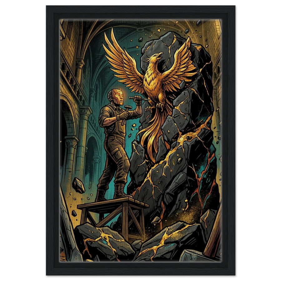 Ceramic Phoenix Sculptor | Framed Canvas 30×45 cm (12×18 in) – Portrait — Framed Canvas Wall Art — product image 2
