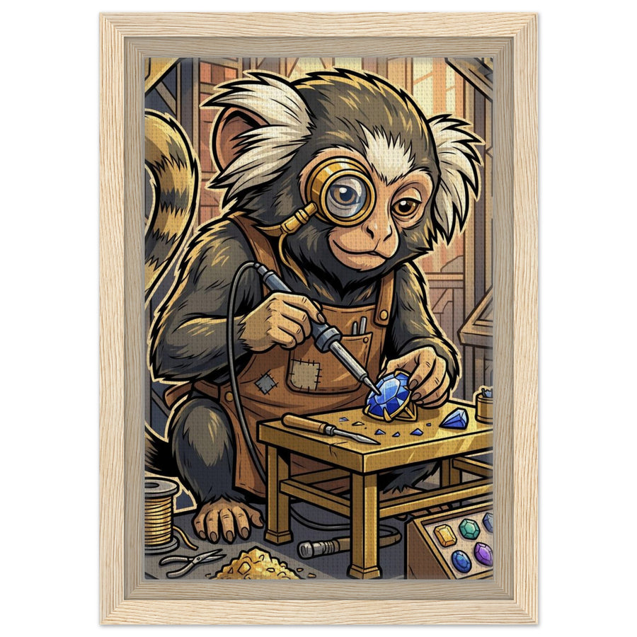 The Jeweler with the Golden Gaze – Framed Canvas 20×30 cm (7.9×11.8 in) – Portrait — product image 1