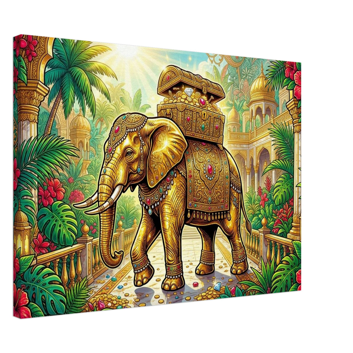 Golden Elephant Garden | Canvas 50×70 cm (20×28 in) – Landscape — product image 1