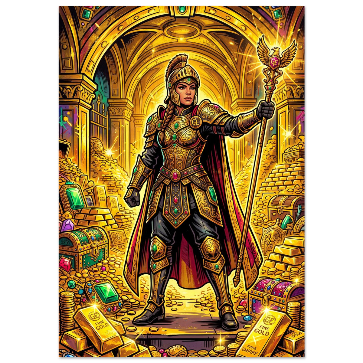 Golden Vault Broker | Aluminium 70×100 cm (28×40 in) – Portrait — product image 1