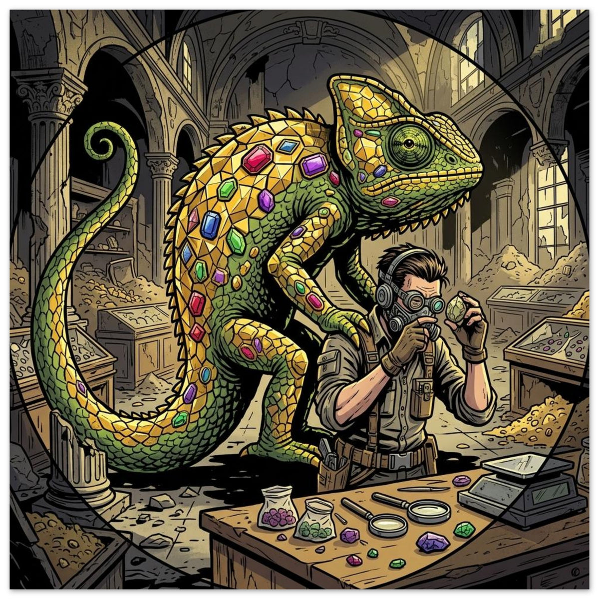 Armored Chameleon Jewel Appraisal | Foam 20×20 cm (8×8 in) – Square — Foam Wall Art — product image 1