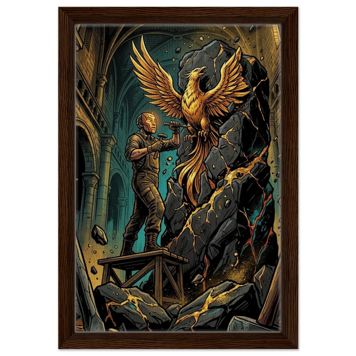 Ceramic Phoenix Sculptor | Framed Canvas 30×45 cm (12×18 in) – Portrait — Framed Canvas Wall Art — product image 1