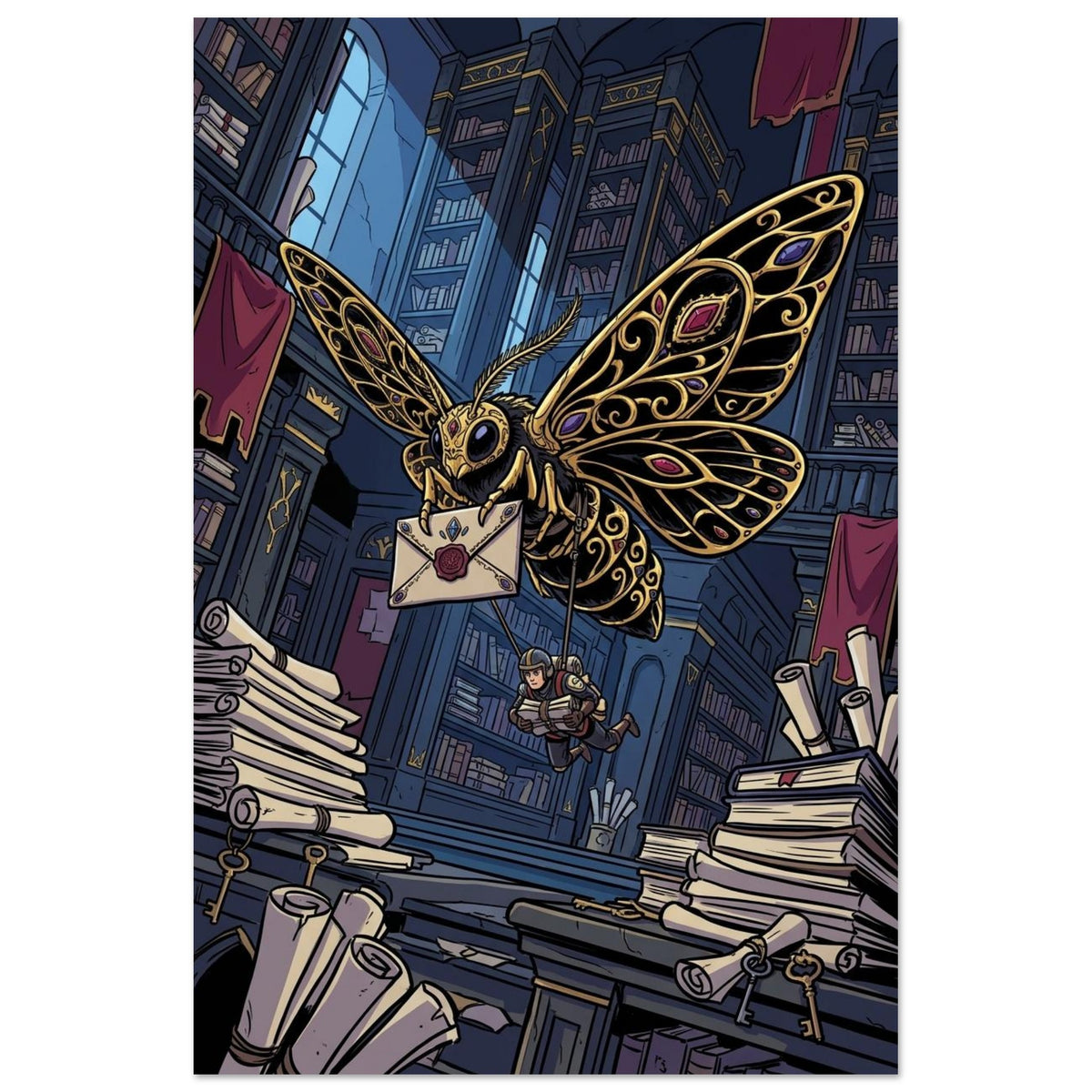 Ornate Moth Jewel Courier | Foam 50×75 cm (20×30 in) – Portrait — Foam Wall Art — product image 1