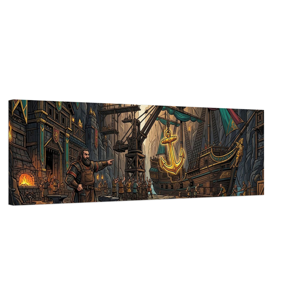 Canyon Shipyard Gold Anchor Loading | Canvas Extra-Wide – Landscape — Canvas Wall Art — product image 1