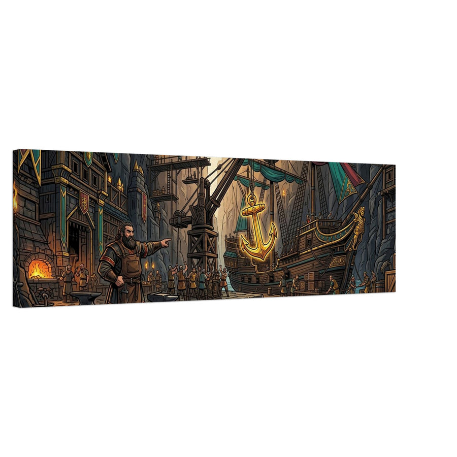 Canyon Shipyard Gold Anchor Loading | Canvas Extra-Wide – Landscape — Canvas Wall Art — product image 1