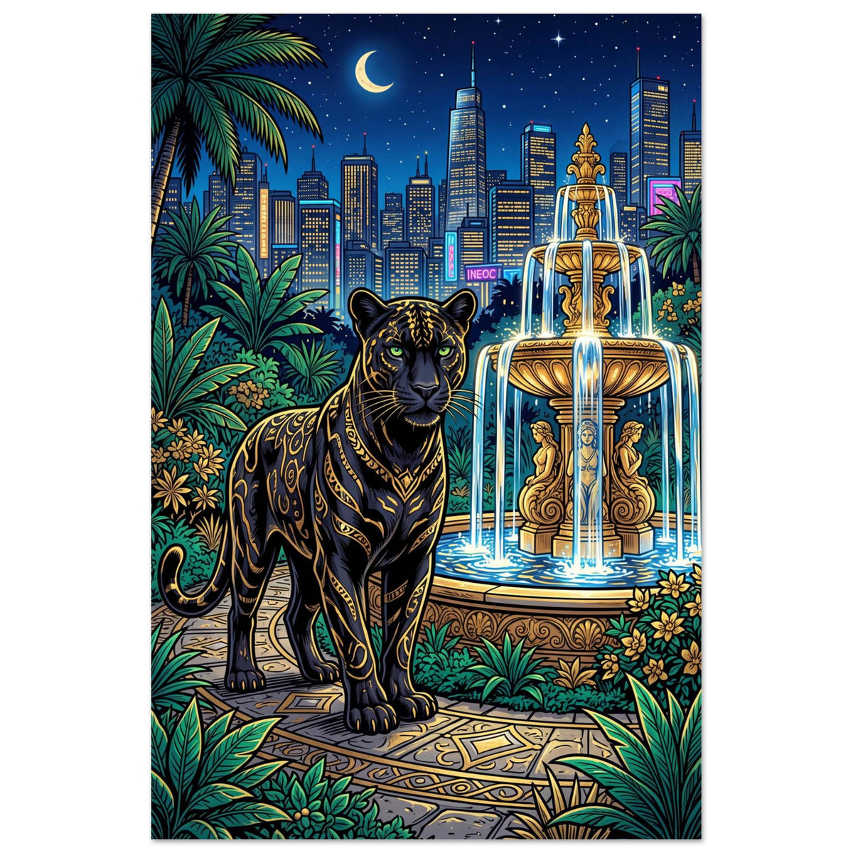 Black Panther Fountain | Foam 50×75 cm (20×30 in) – Portrait — product image 1