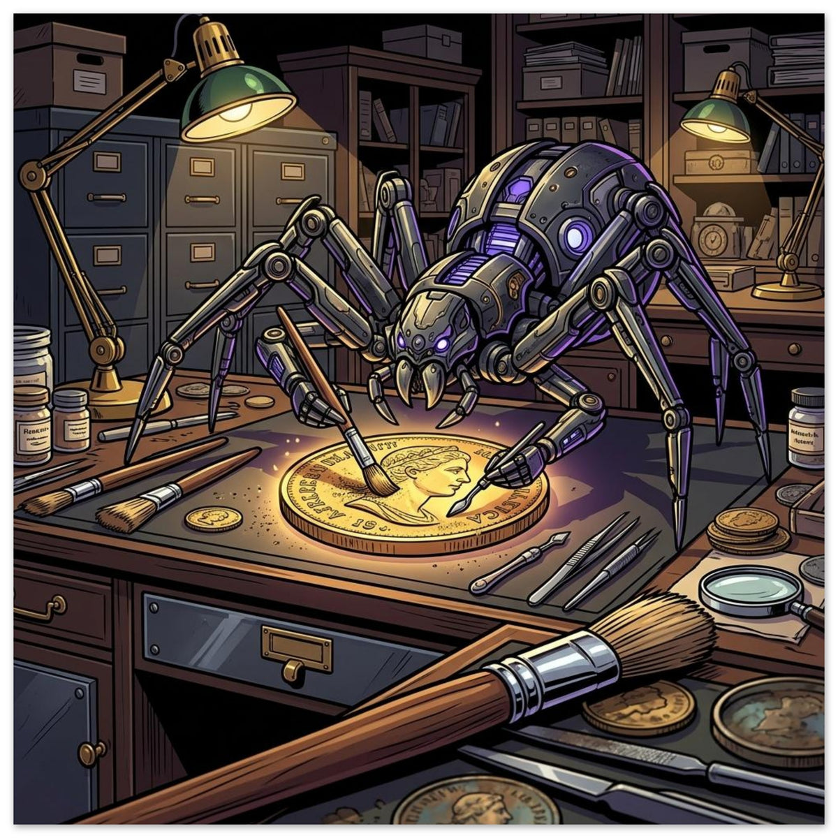 Wolf-Spider Rare-Coin Conservator | Foam 40×40 cm (16×16 in) – Square — Foam Wall Art — product image 1