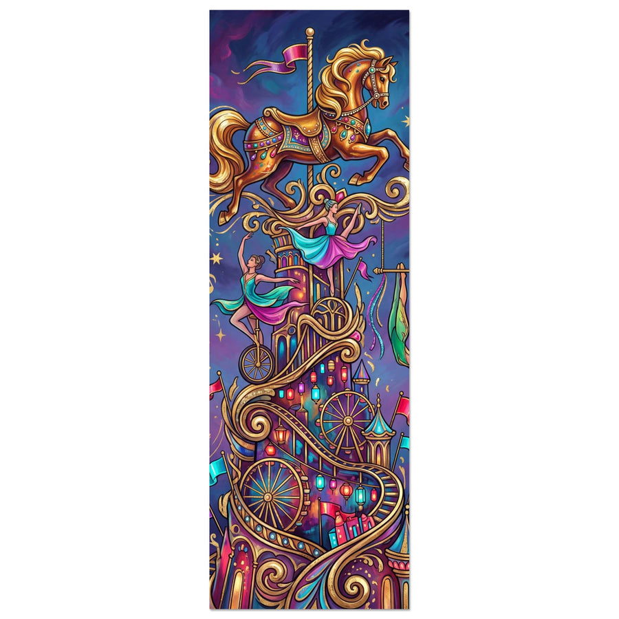Carnival Tower – Golden Carousel Dream | Aluminium 30×90 cm (12×36 in) – Portrait — product image 1