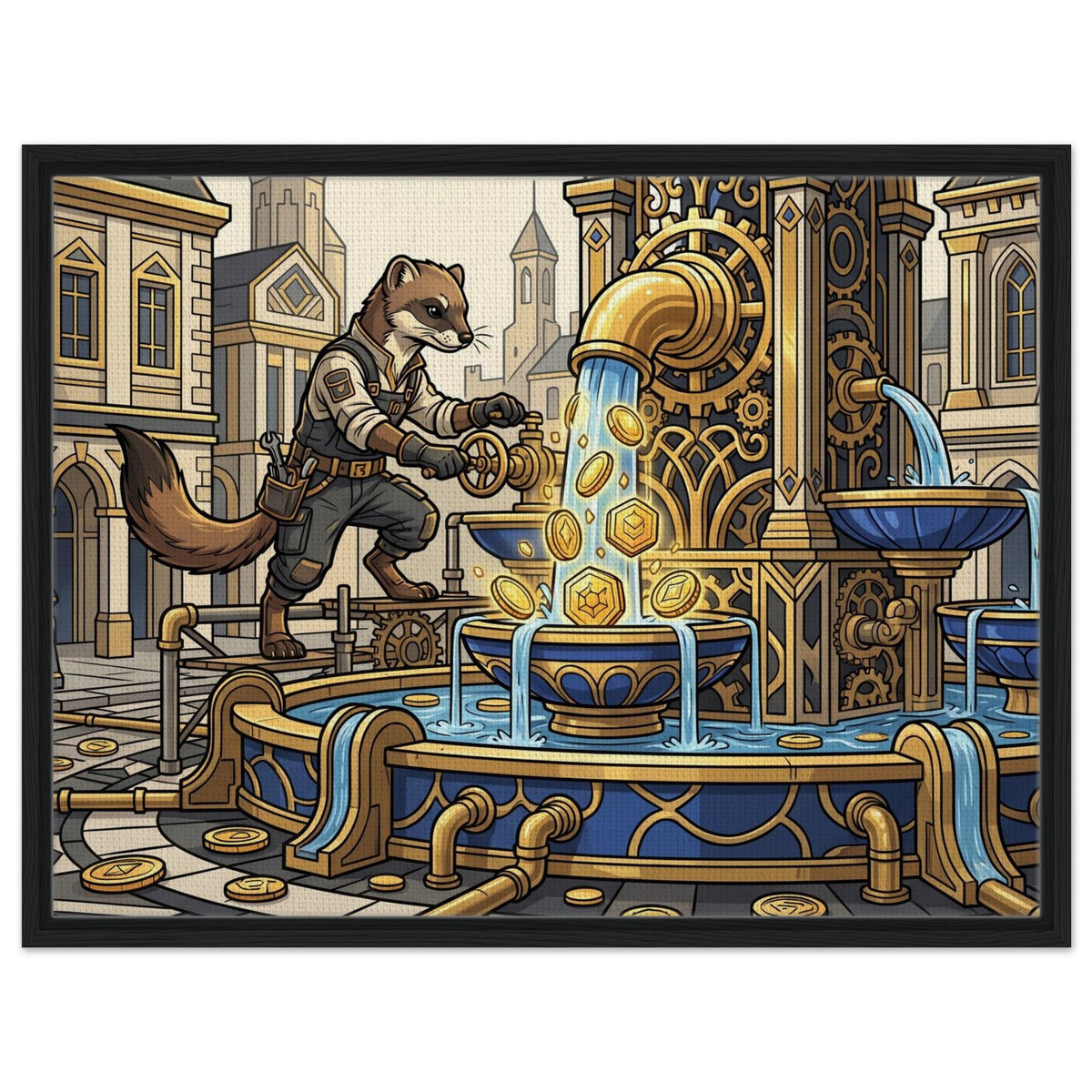 The Engineer of the Golden Source – Framed Canvas 60×80 cm (23.6×31.5 in) – Landscape — product image 1