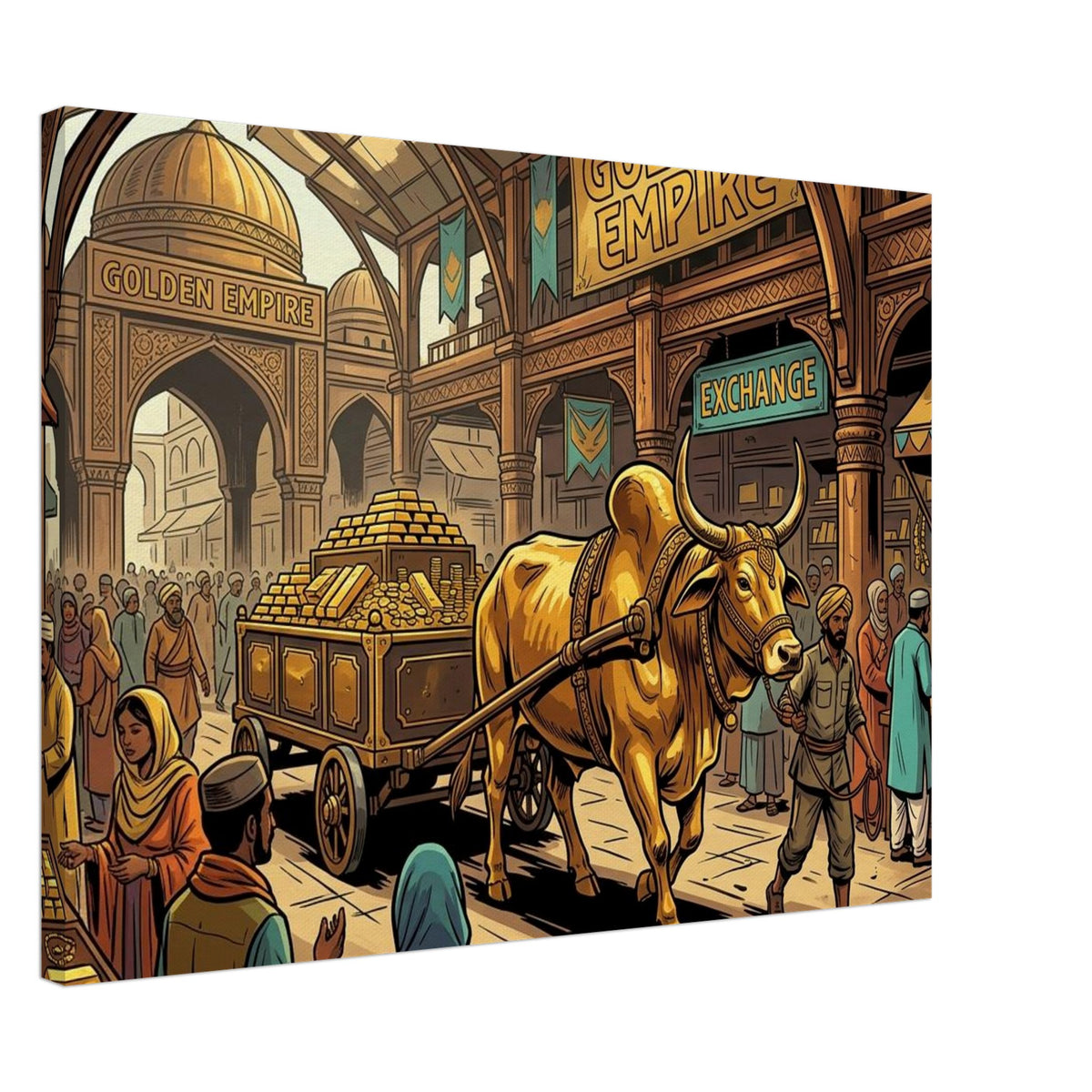 Zebu Gold Market Hauler | Canvas 50×70 cm (20×28 in) – Landscape — product image 1