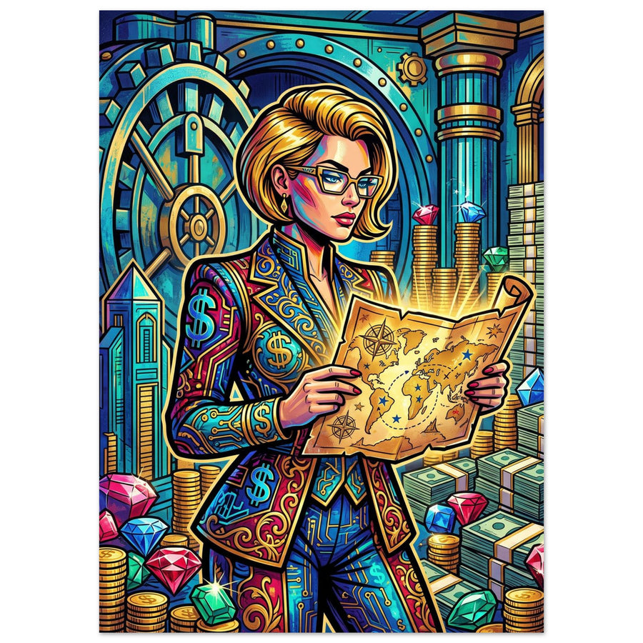 Golden Tiger Banker | Aluminium 50×70 cm (20×28 in) – Portrait — product image 1