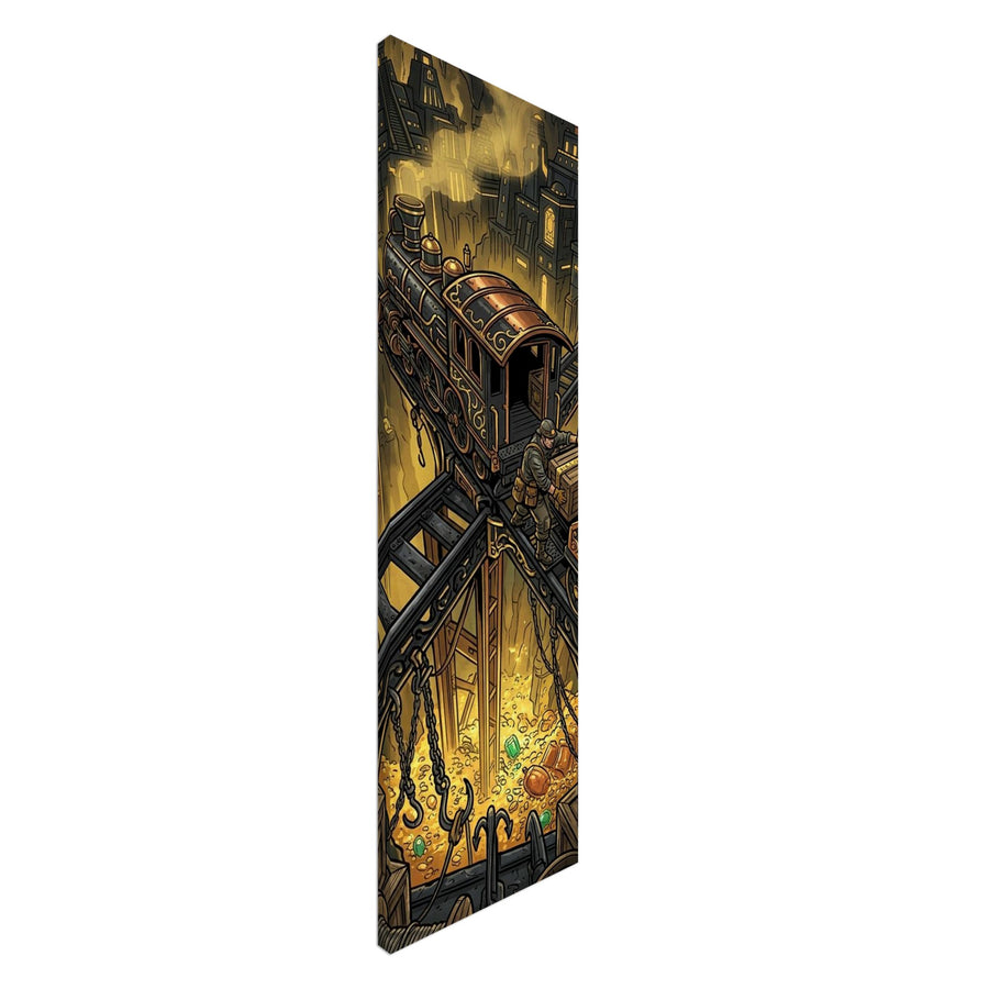Suspended Railway Gold Cargo Transfer | Canvas 30×100 cm (12×40 in) – Portrait — Canvas Wall Art — product image 1