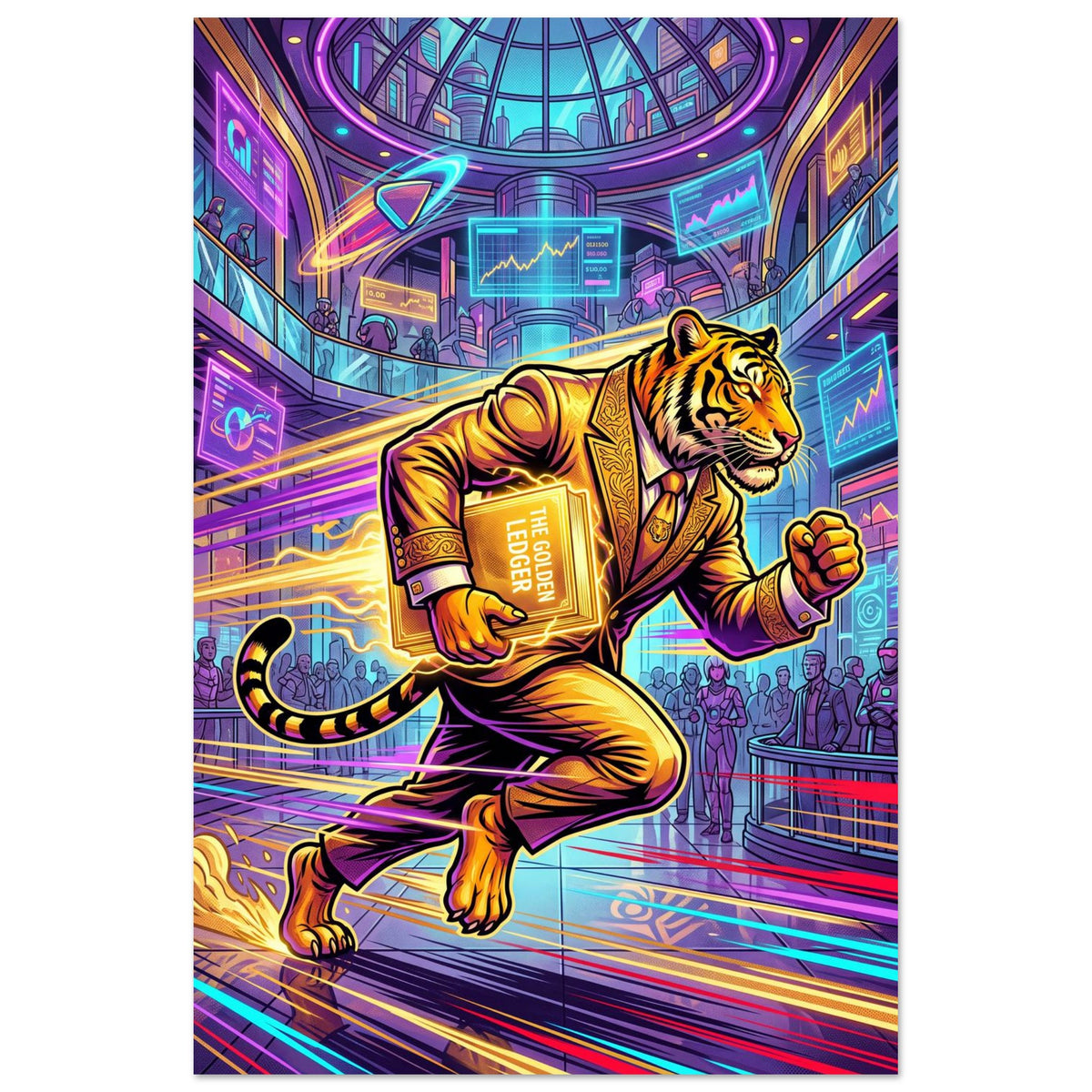 Golden Tiger Banker | Aluminium 40×60 cm (16×24 in) – Portrait — product image 1