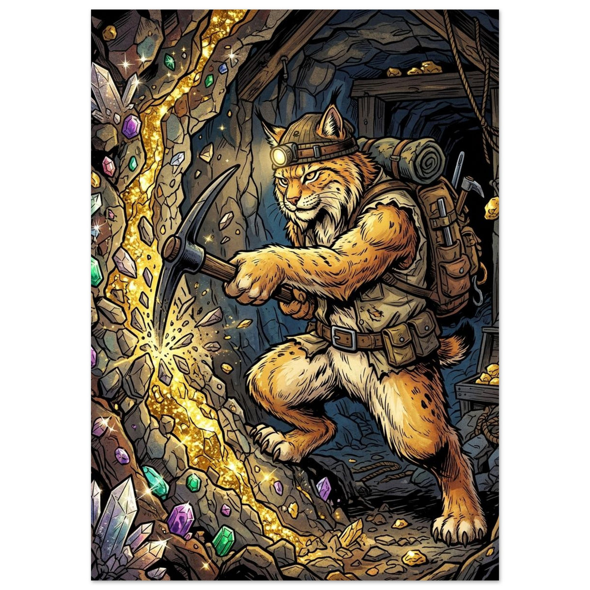 Lynx Mountain Gem Prospector | Premium Matte Poster 50×70 cm (20×28 in) – Portrait — product image 1