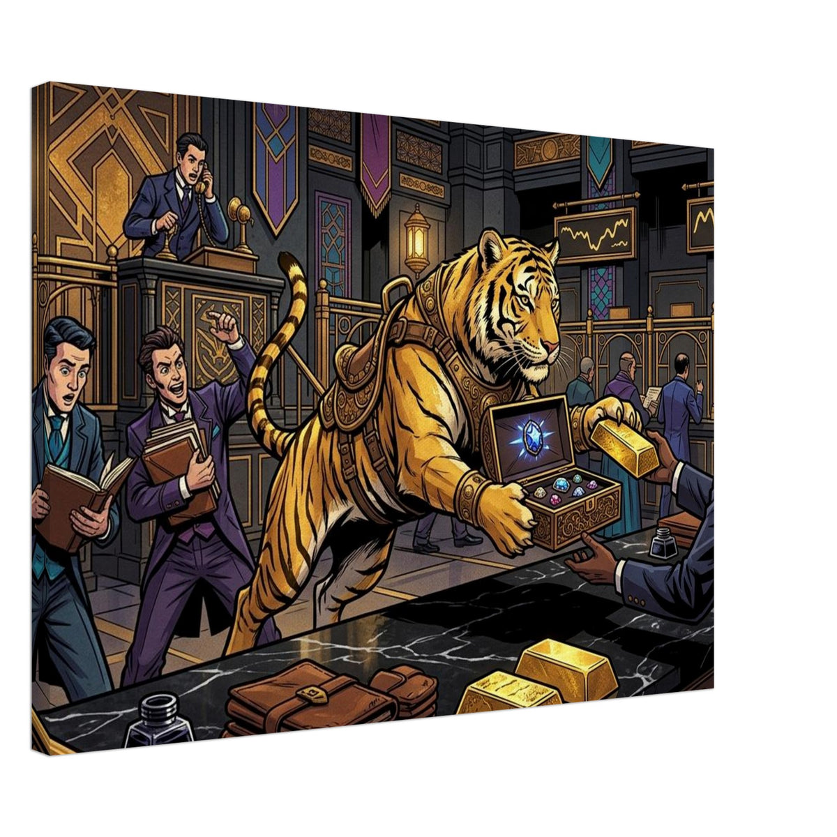 Golden Tiger Jewel Trader | Canvas 50×70 cm (20×28 in) – Landscape — product image 1