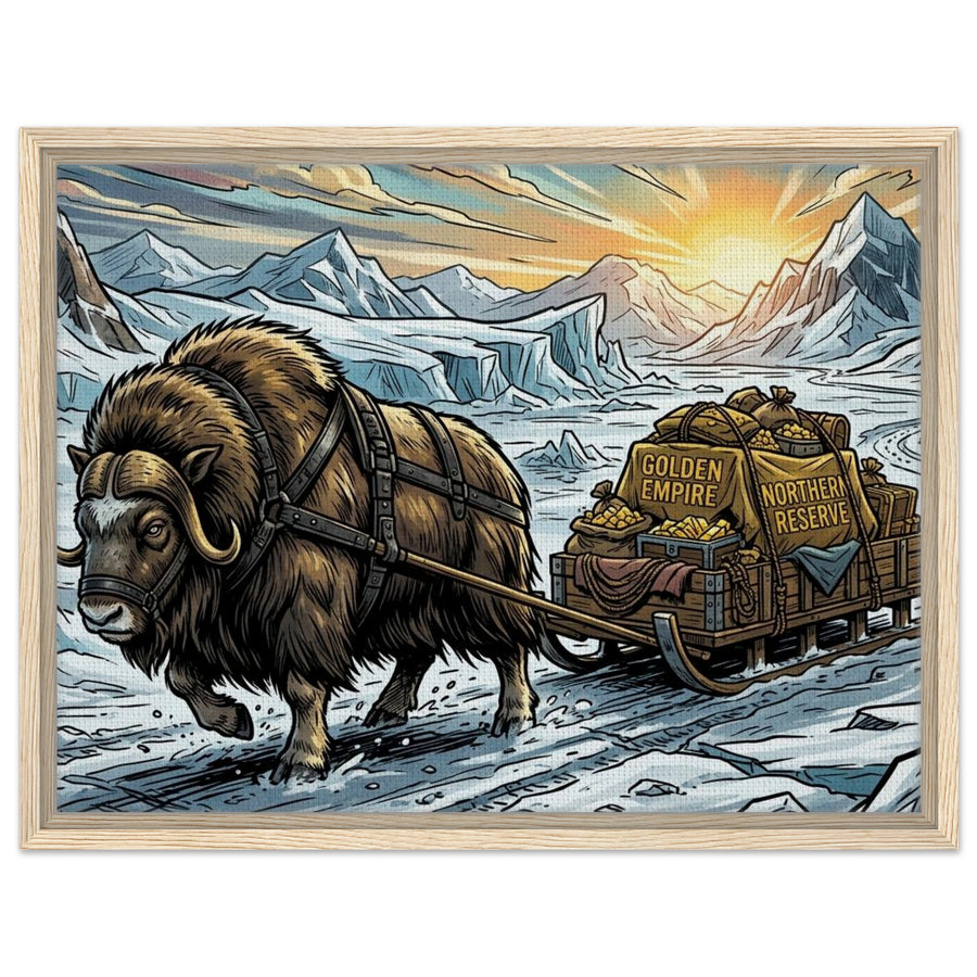 Musk Ox Polar Reserve Hauler | Framed Canvas 45×60 cm (18×24 in) – Landscape — Framed Canvas Wall Art — product image 2
