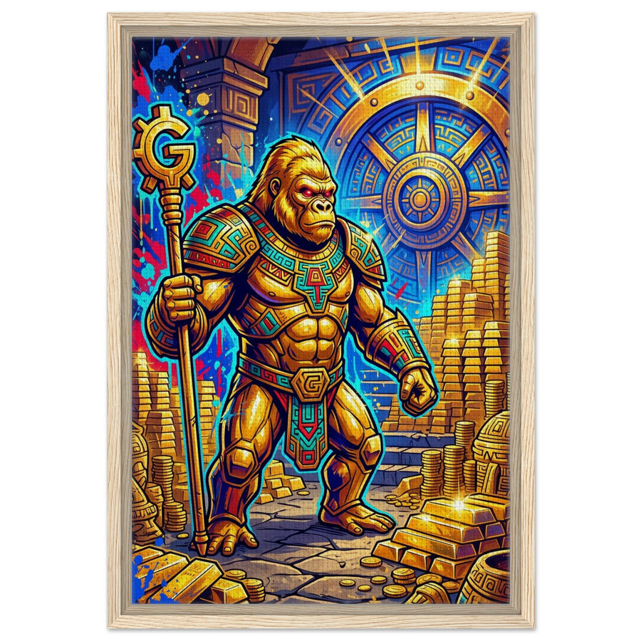Golden Gorilla Vault Guardian | Framed Canvas 40×60 cm (16×24 in) – Portrait — Framed Canvas Wall Art — product image 2