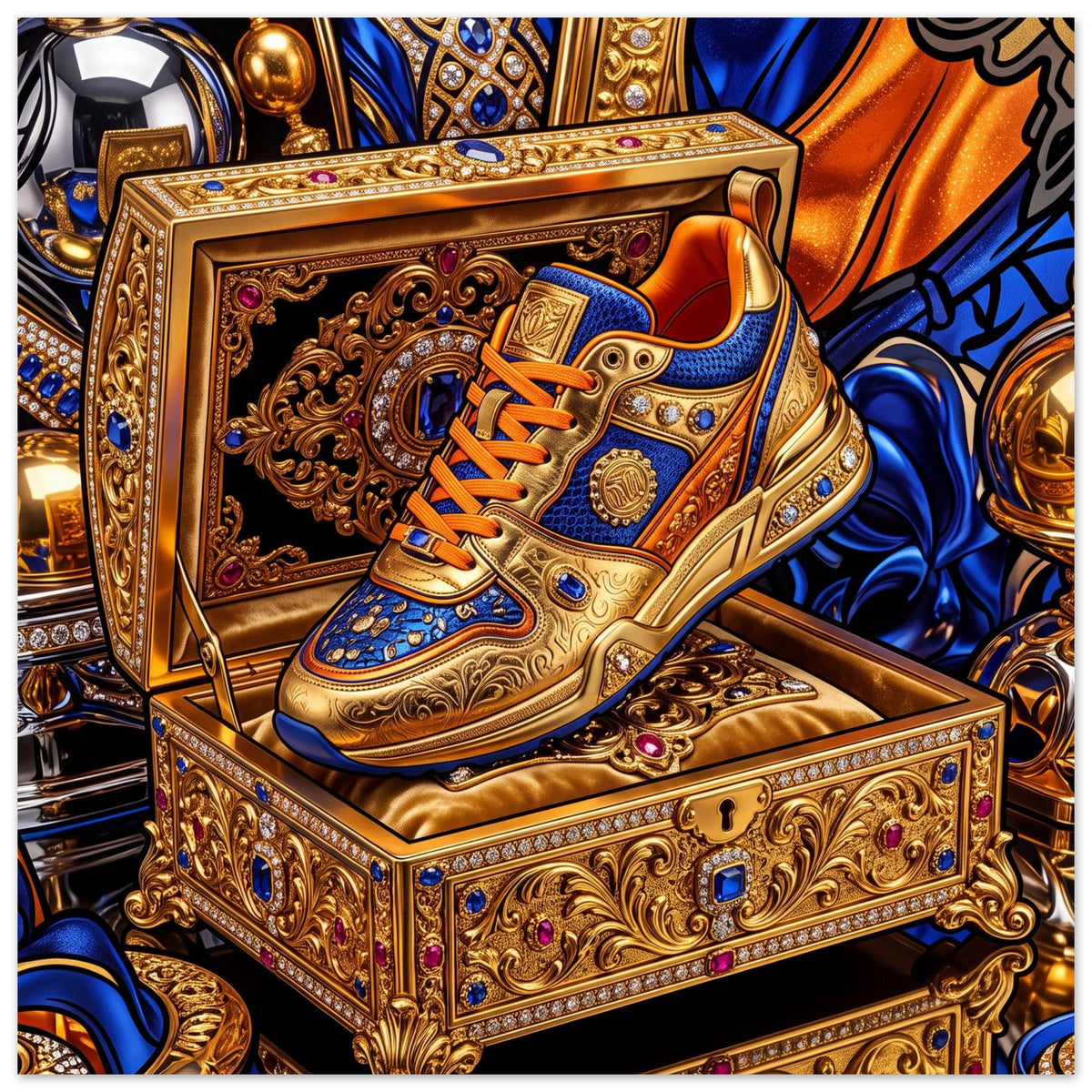 Golden Sneaker Jewel Box | Foam 20×20 cm (8×8 in) – Square — product image 1
