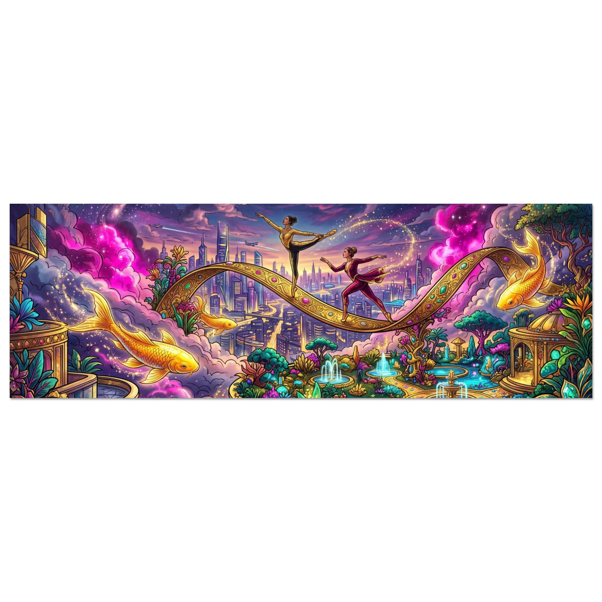 Electric Gold – Long-Format Statement Art | Aluminium 30×90 cm (12×36 in) – Landscape — product image 1