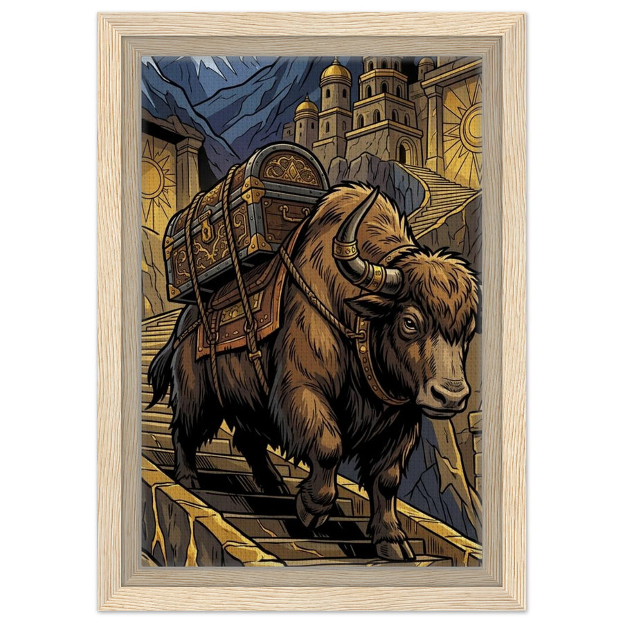 Yak High-Altitude Bullion Porter | Framed Canvas 20×30 cm (8×12 in) – Portrait — product image 1