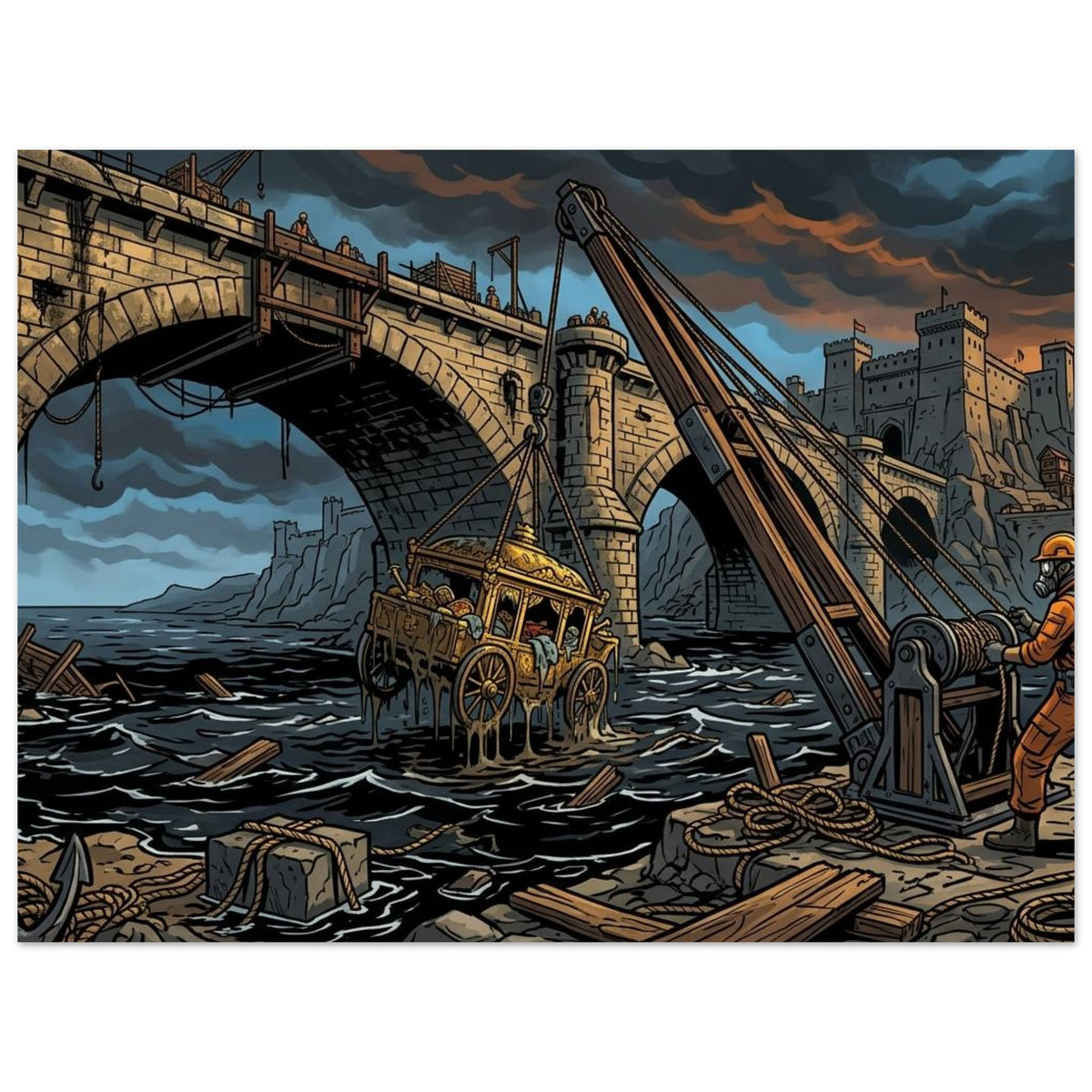 Stone Bridge Gold Cart Recovery | Foam 60×80 cm (24×32 in) – Landscape — product image 1
