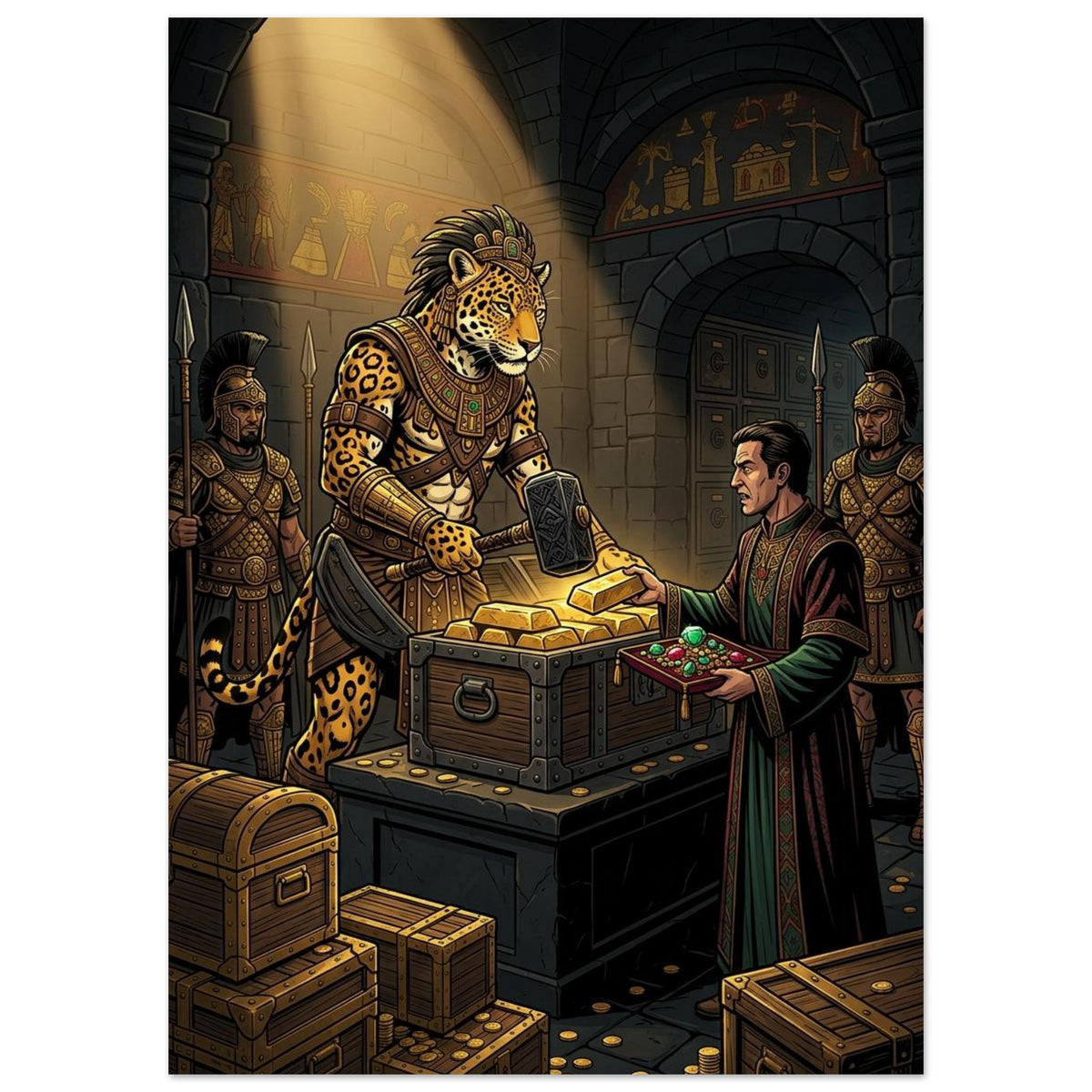 Golden Jaguar Royal Treasury Negotiator | Premium Matte Paper Poster 50×70 cm (20×28 in) – Portrait — Premium Matte Poster — product image 1