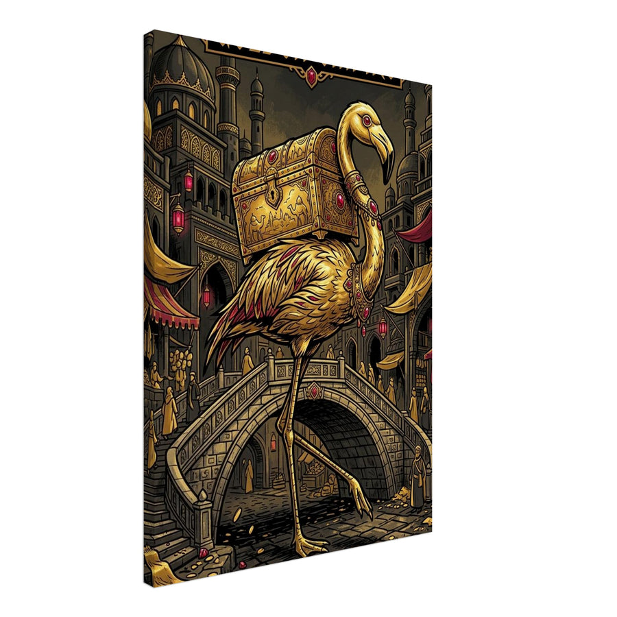 Flamingo Luxury-Goods Caravan Broker | Canvas 50×70 cm (20×28 in) – Portrait — product image 1