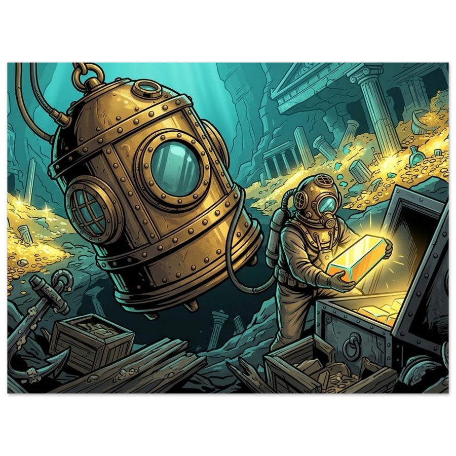 Diving Bell Underwater Treasury Salvage | Foam 60×80 cm (24×32 in) – Landscape — Foam Wall Art — product image 1