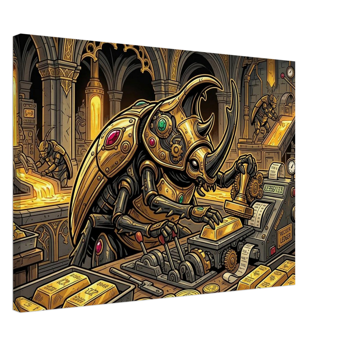 Rhinoceros Beetle Precision Vault Accountant | Canvas 50×70 cm (20×28 in) – Landscape — product image 1