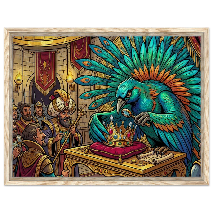 Golden Empire – Bird-of-Paradise Crown Assessor | Framed Canvas 45×60 cm – Landscape — Wall Art — product image 1