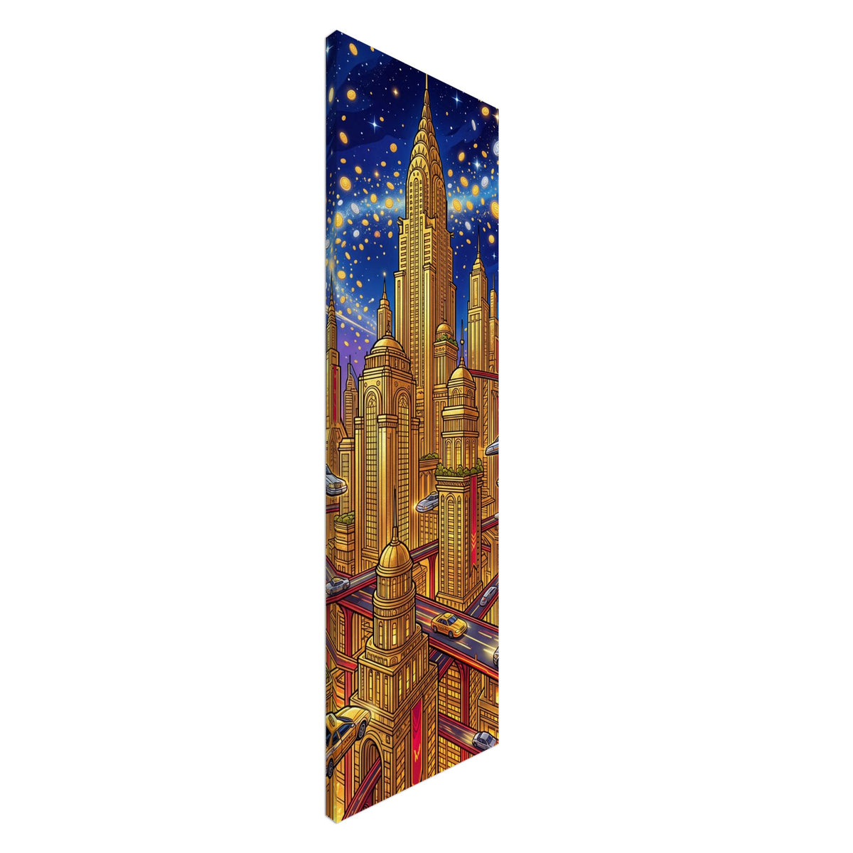 Vertical Wealth City | Canvas 30×100 cm (12×40 in) – Portrait — product image 1