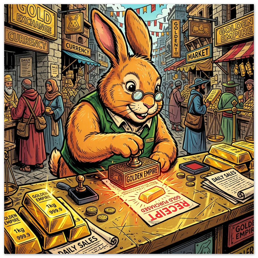 Rabbit Gold Market Clerk | Foam 20×20 cm (8×8 in) – Square — product image 1