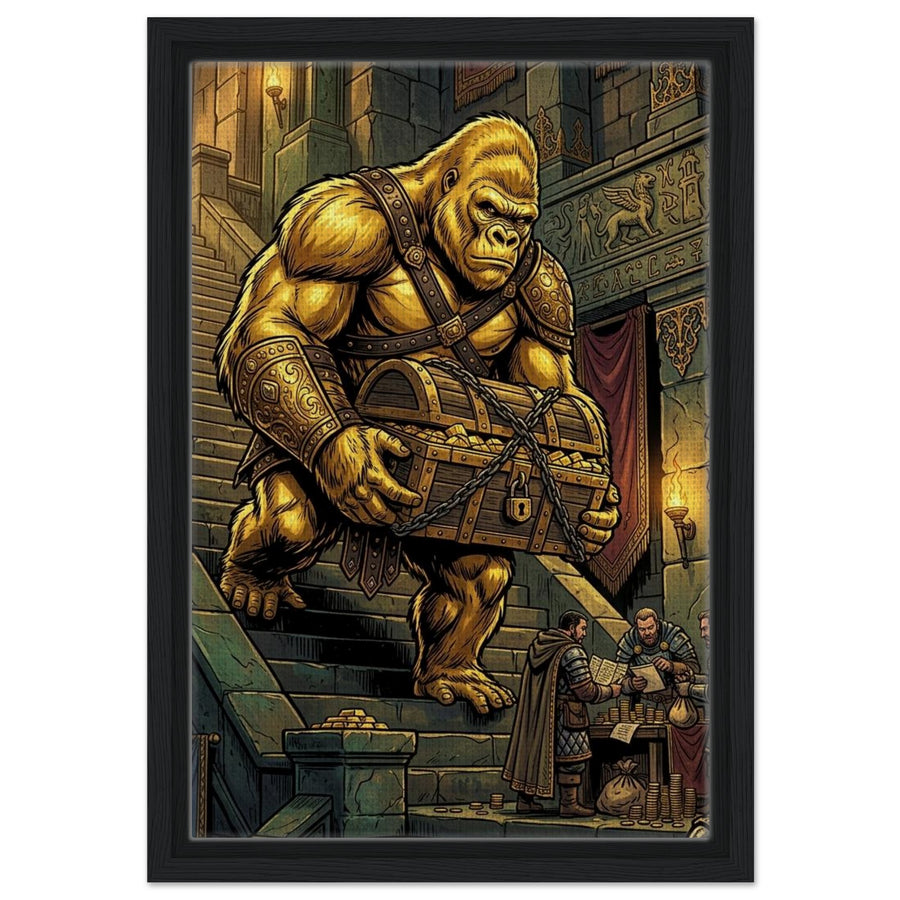 Golden Gorilla Fortress Treasurer | Framed Canvas 30×45 cm (12×18 in) – Portrait — product image 1