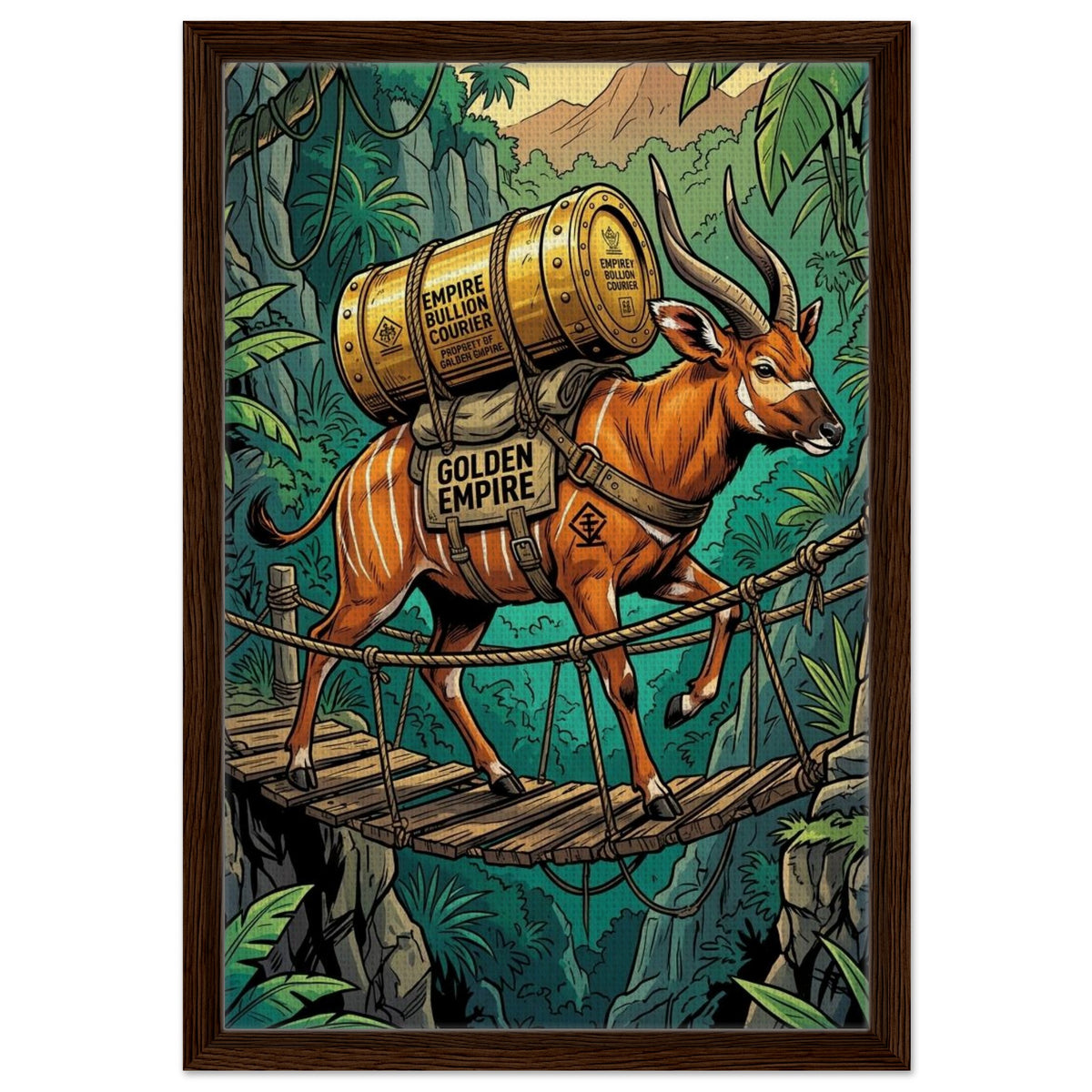 Bongo Antelope Bullion Courier | Framed Canvas 40×60 cm (16×24 in) – Portrait — Framed Canvas Wall Art — product image 1