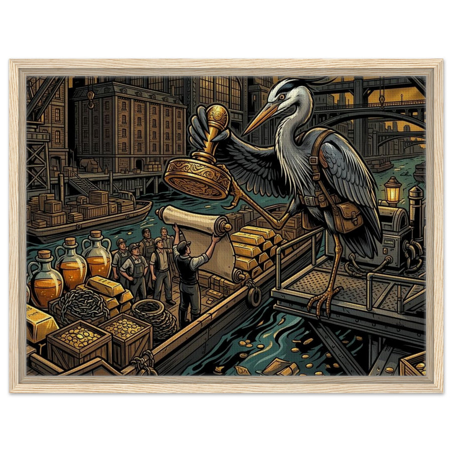 Heron River-Port Commodities Inspector | Framed Canvas 45×60 cm (18×24 in) – Landscape — product image 1