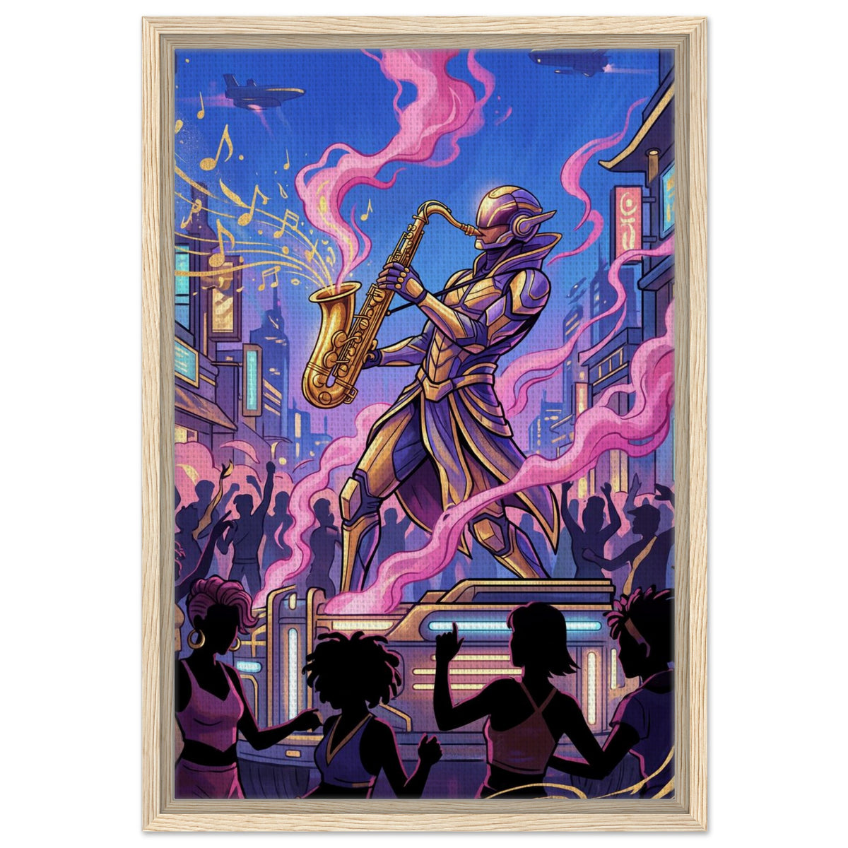 Saxophone Afterglow | Framed Canvas 40×60 cm (16×24 in) – Portrait — product image 1