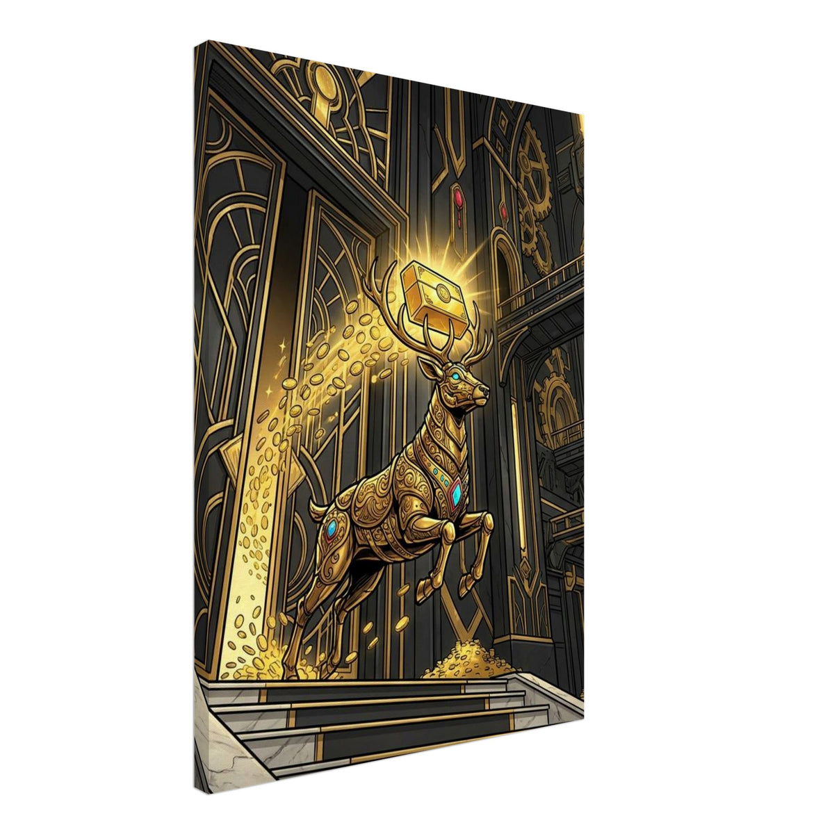 Golden Stag High-Value Courier | Canvas 50×70 cm (20×28 in) – Portrait — Canvas Wall Art — product image 1