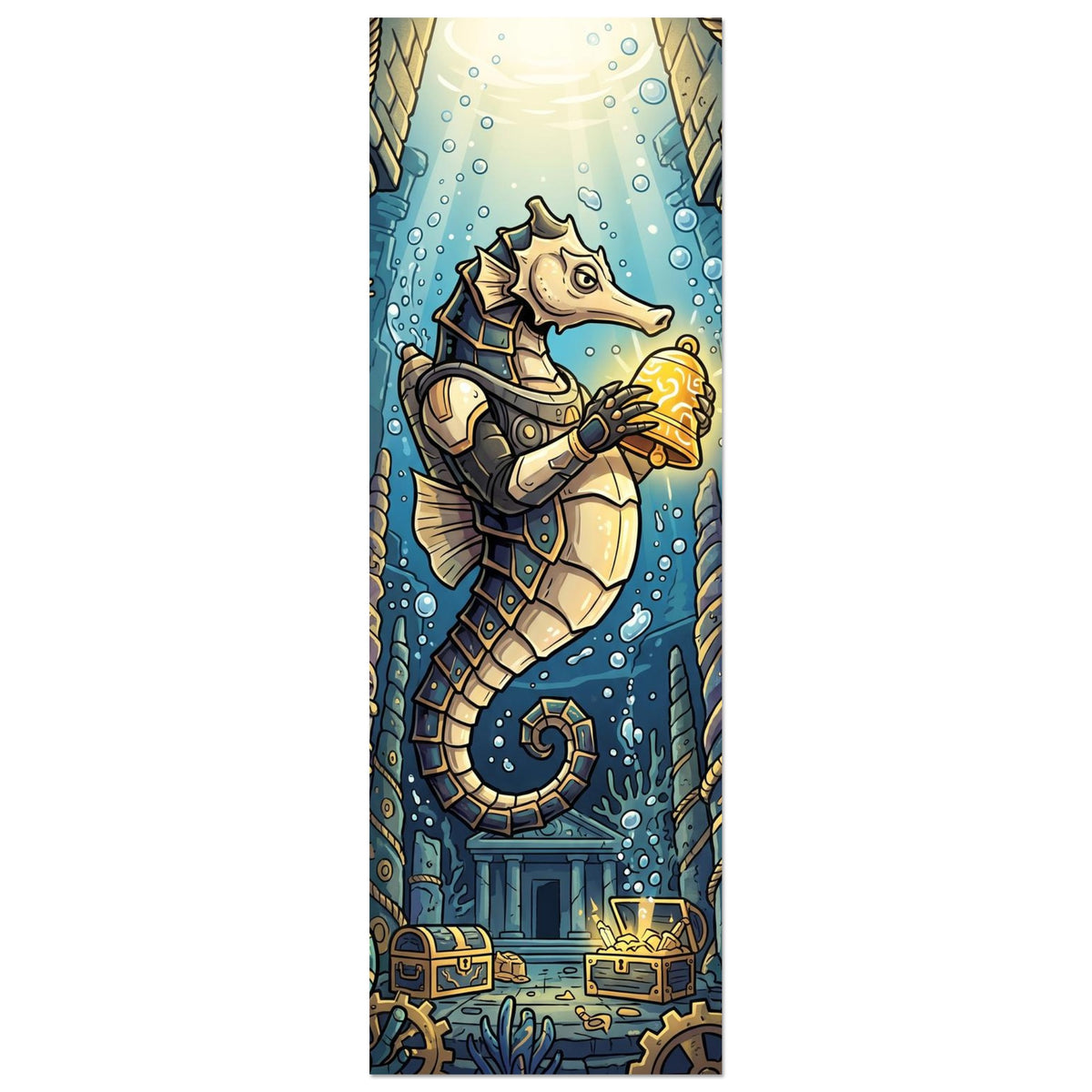 Golden Vault Serpent | Aluminium 30×90 cm (12×36 in) – Portrait — product image 1