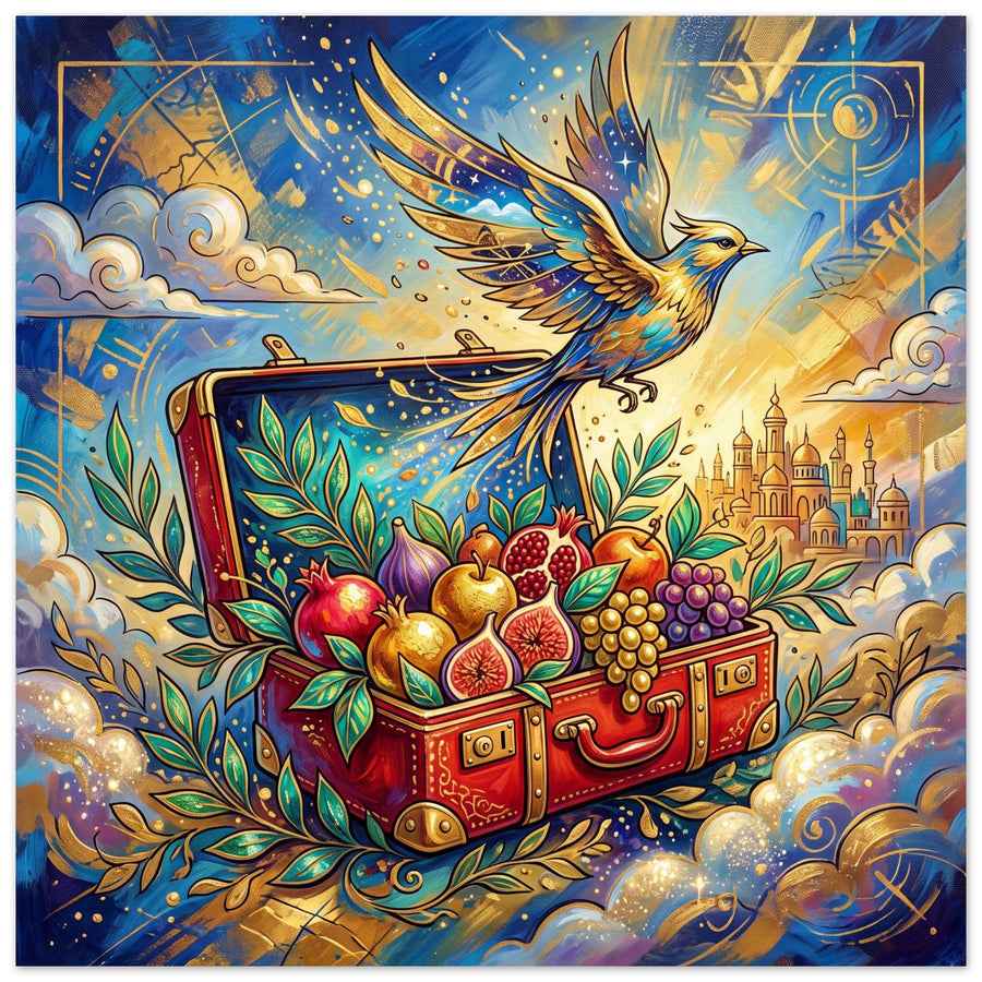 Red Case of Golden Fruit | Foam 50×50 cm (20×20 in) – Square — product image 1