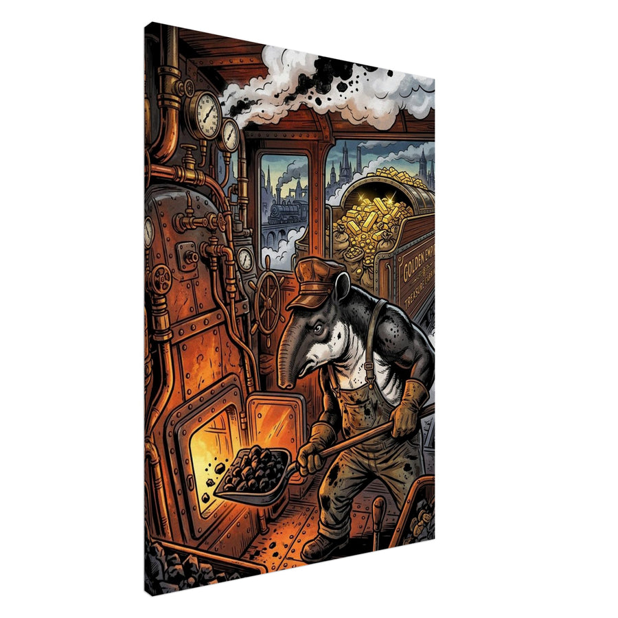 Tapir Antique Treasure Locomotive Engineer | Canvas 70×100 cm (28×40 in) – Portrait — product image 1