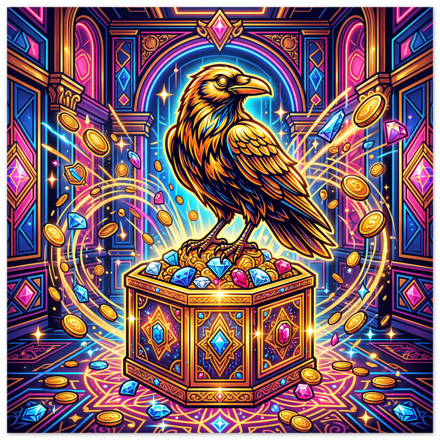 Golden Raven Guardian | Foam 30×30 cm (12×12 in) – Square — product image 1