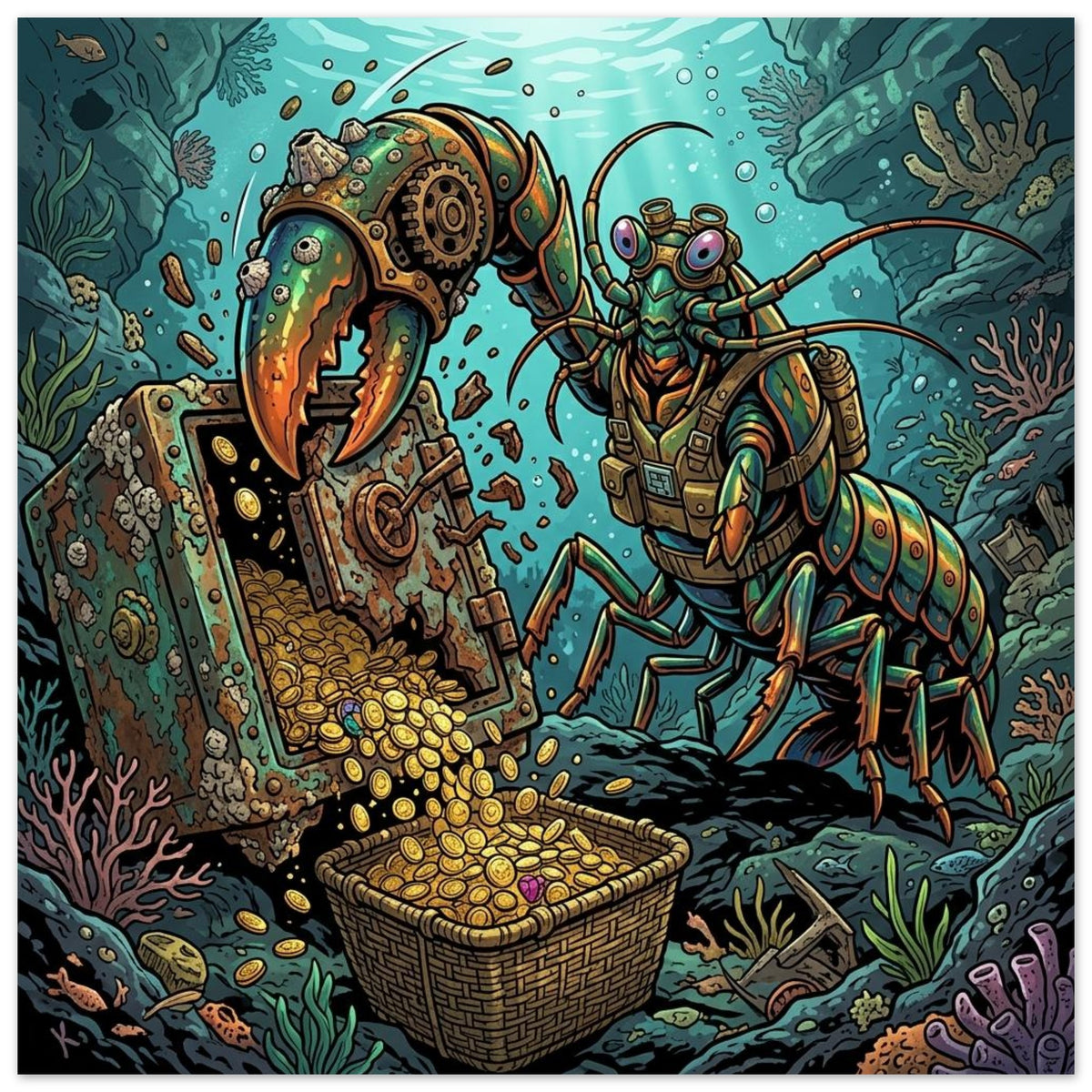 Mantis Shrimp Marine Treasure Mechanic | Foam 60×60 cm (24×24 in) – Square — product image 1