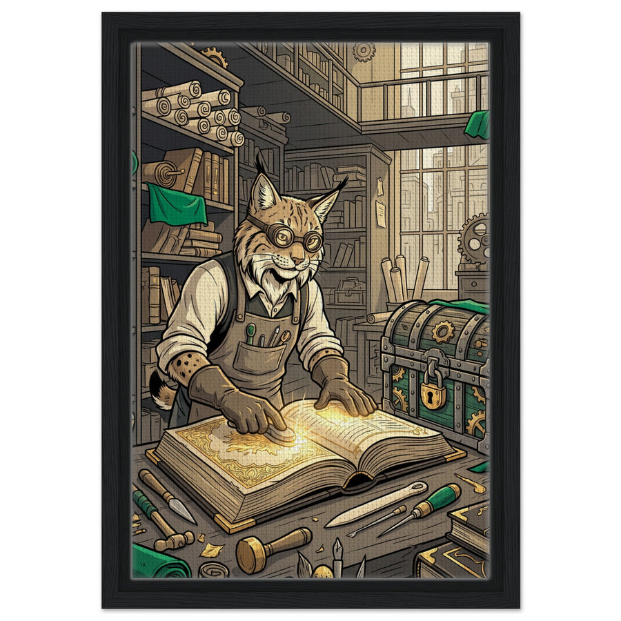 The Archivist of the Golden Secret – Framed Canvas 30×45 cm (11.8×17.7 in) – Portrait — product image 1