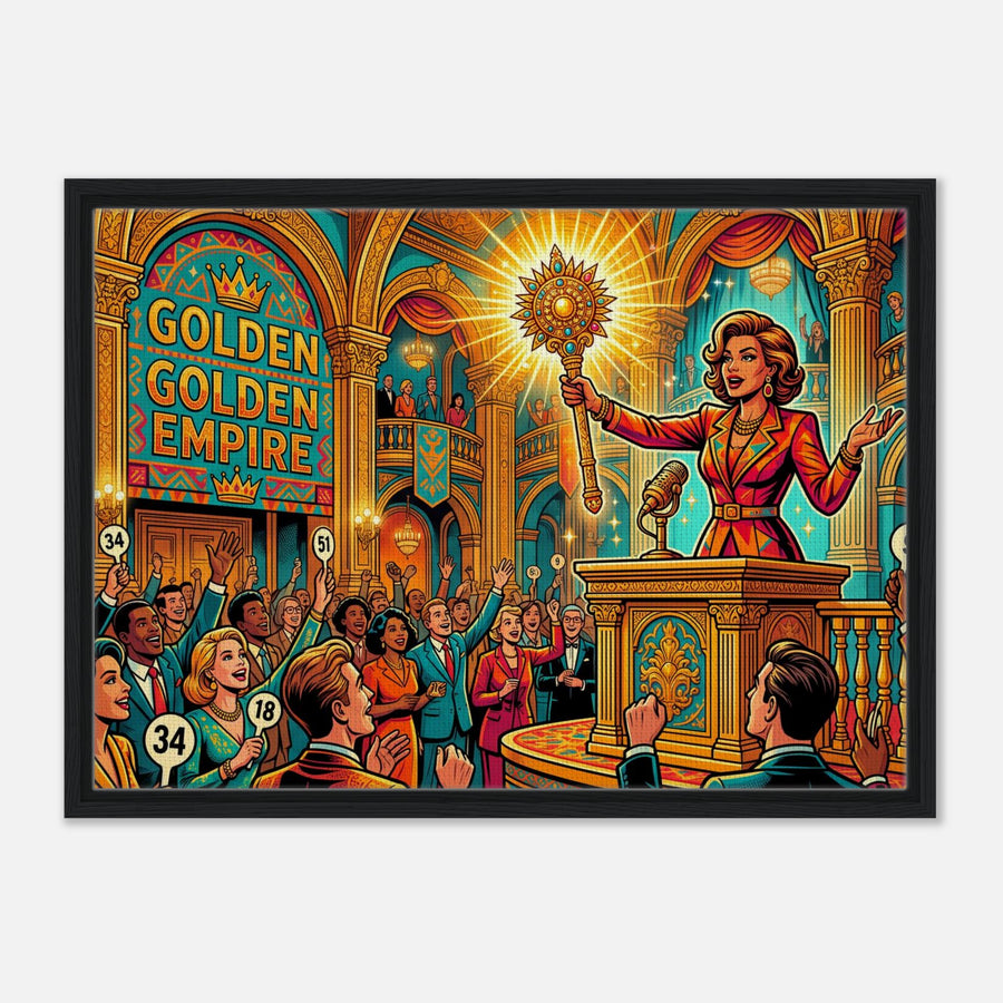 Golden Auctioneer | Framed Canvas 50×70 cm (20×28 in) – Landscape — product image 1