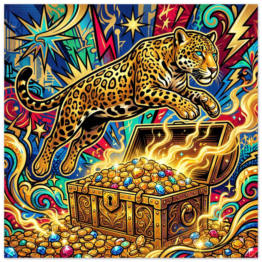 Golden Jaguar Vault Pop Art | Foam 40×40 cm (16×16 in) – Square — Foam Wall Art — product image 1