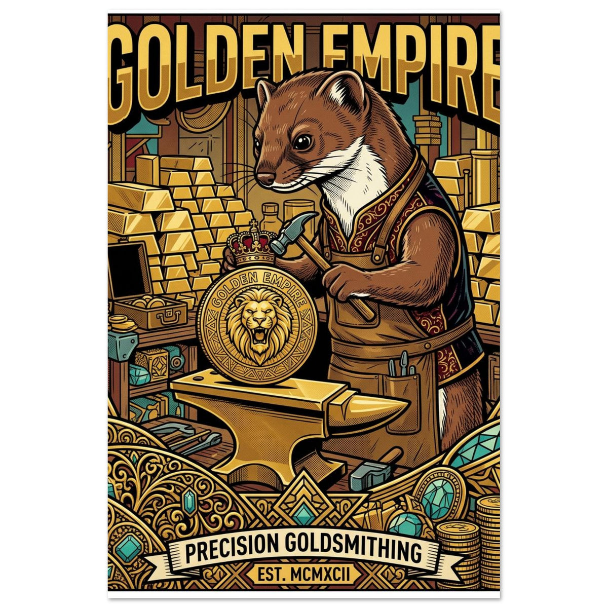 Stoat Precision Goldsmith | Aluminium 40×60 cm (16×24 in) – Portrait — product image 1