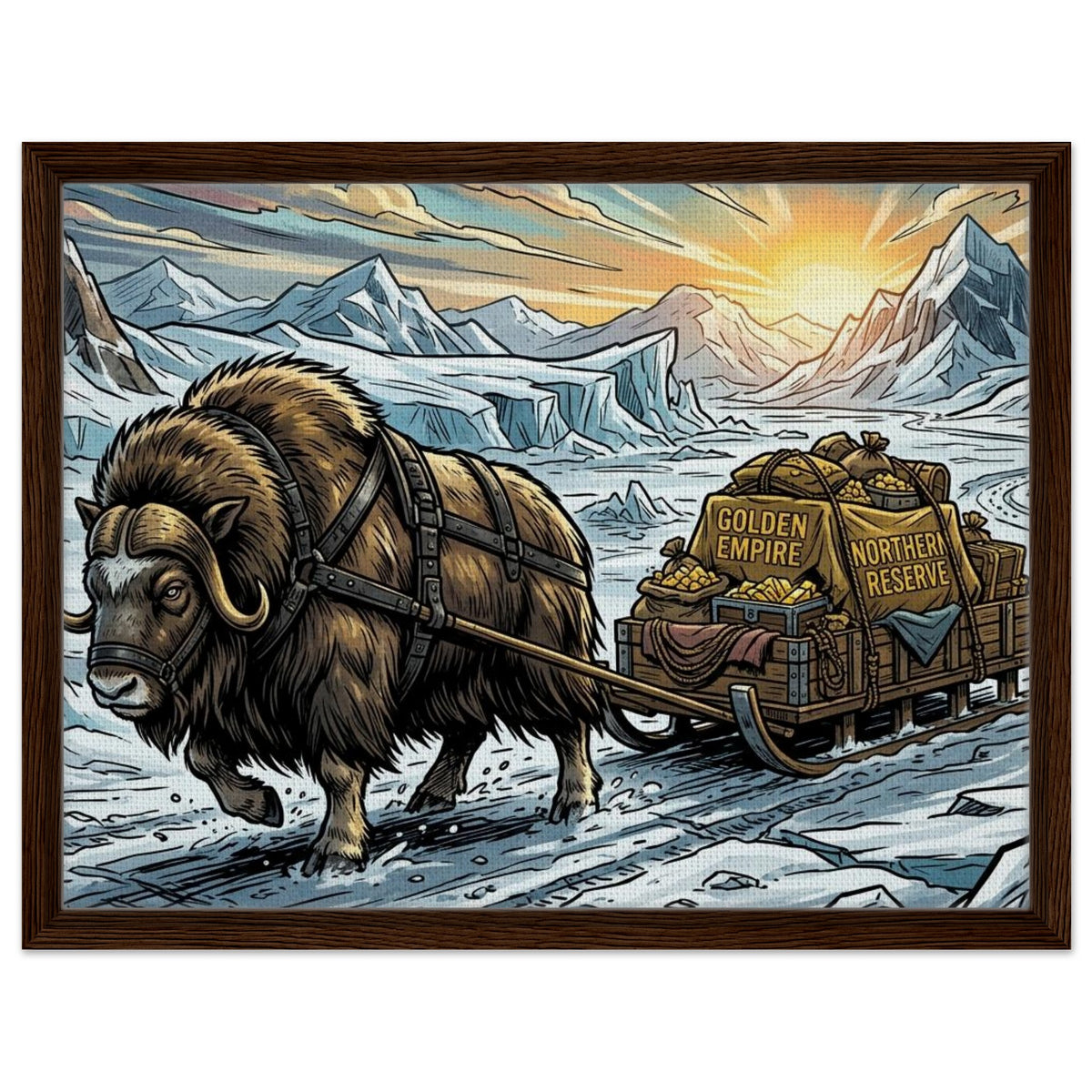 Musk Ox Polar Reserve Hauler | Framed Canvas 45×60 cm (18×24 in) – Landscape — Framed Canvas Wall Art — product image 1