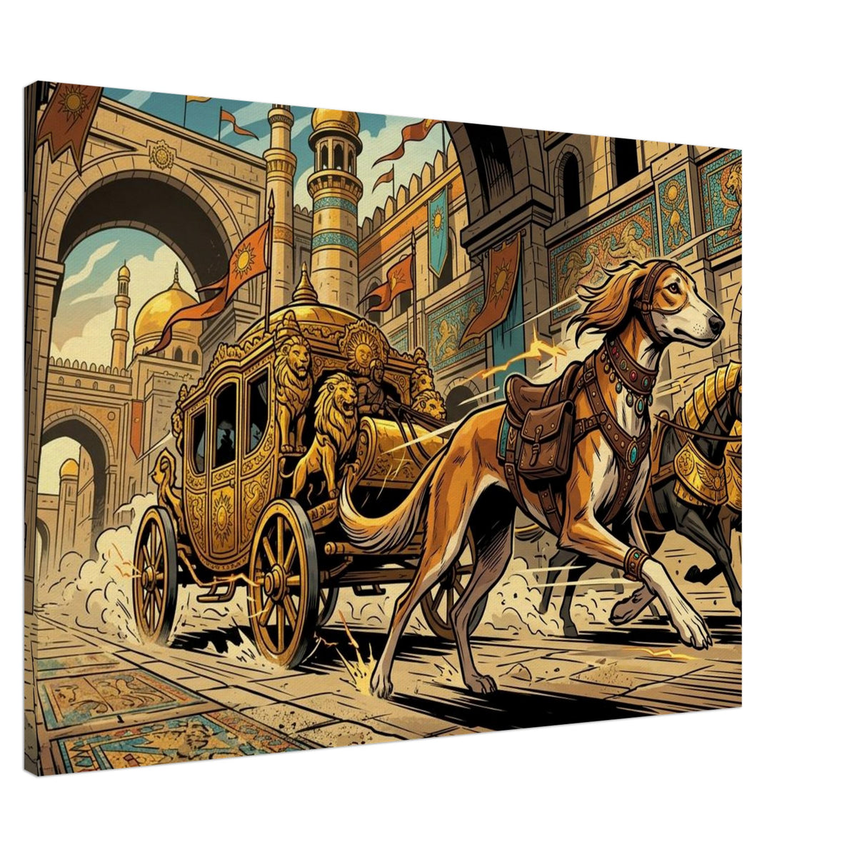 Saluki Royal Gold Carriage Courier | Canvas 70×100 cm (28×40 in) – Landscape — Canvas Wall Art — product image 1