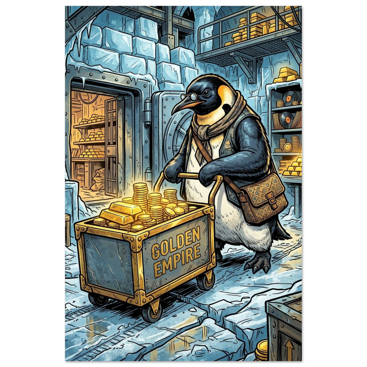 Penguin Arctic Vault Accountant | Aluminium 40×60 cm (16×24 in) – Portrait — product image 1