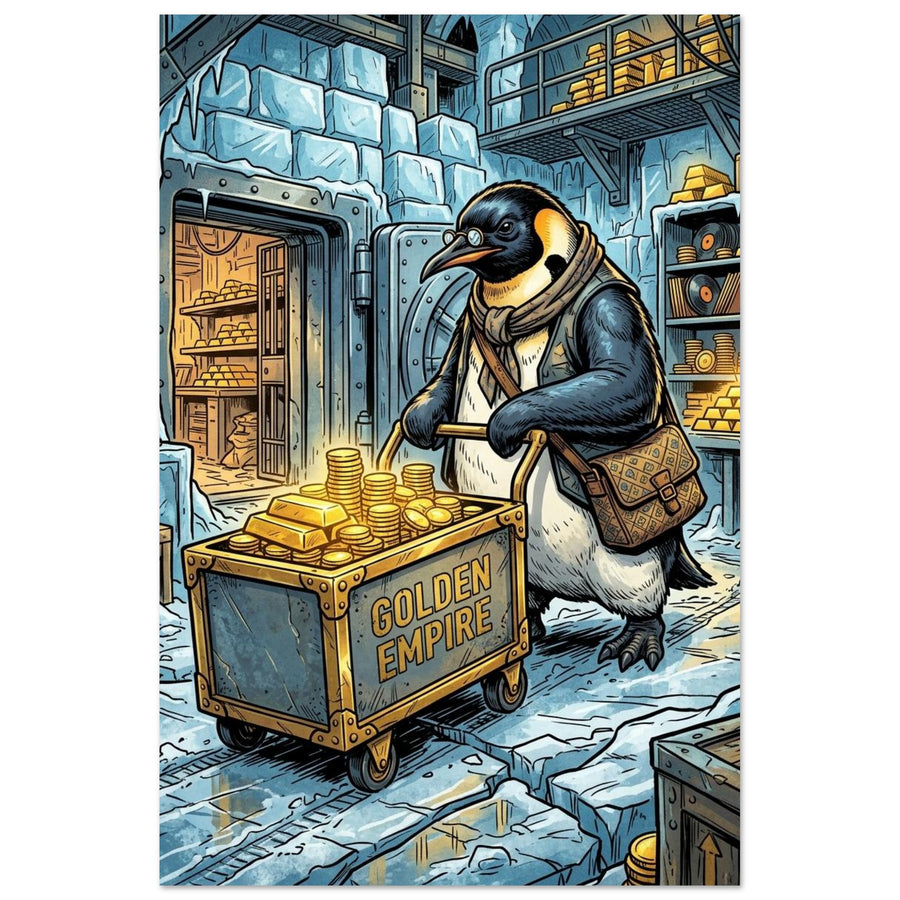 Penguin Arctic Vault Accountant | Aluminium 40×60 cm (16×24 in) – Portrait — product image 1